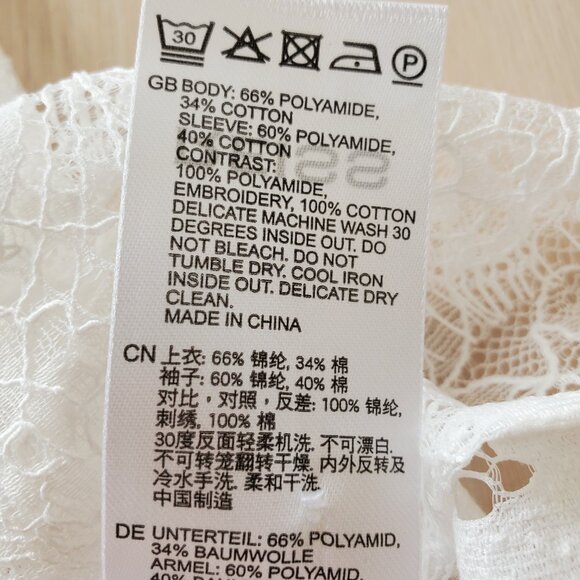 REISS ! Emilia Lace Flared-Cuff Blouse in Ivory ( US/6) - Picture 7 of 11